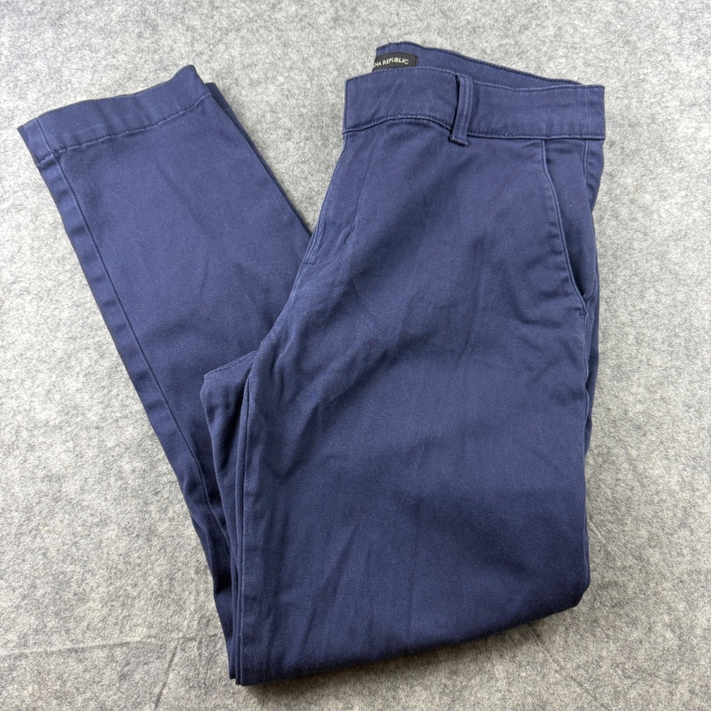 Banana Republic Womens Navy Blue Chino Pants Size 8 Stretch Cotton Blend